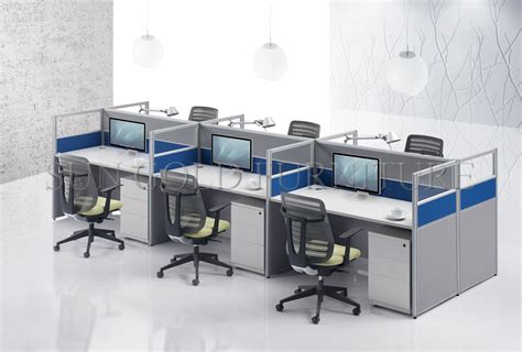 Modern Small Call Center Desk Office Workstation Cubicle For 6 Person