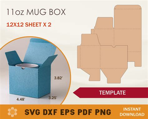 11oz Mug Box Template Mug Box SVG Cricut Cut Files Etsy