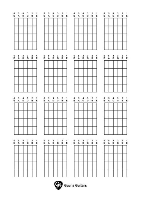 Blank Guitar Chord Charts (printable .pdf diagrams) | Guitar chord ...