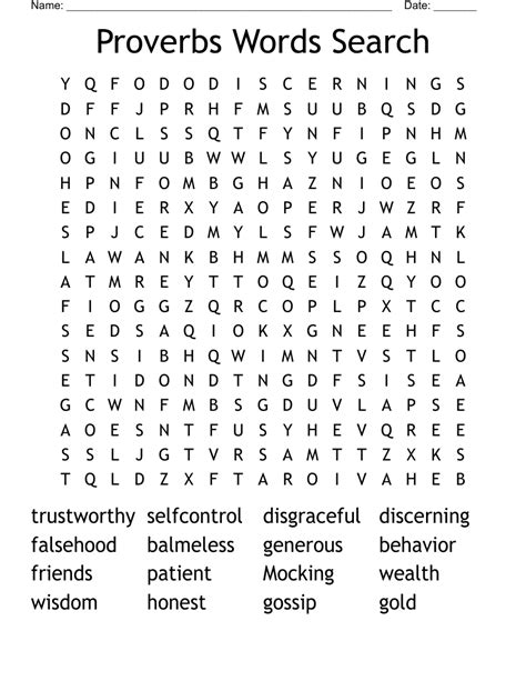 Proverbs Word Search Printable