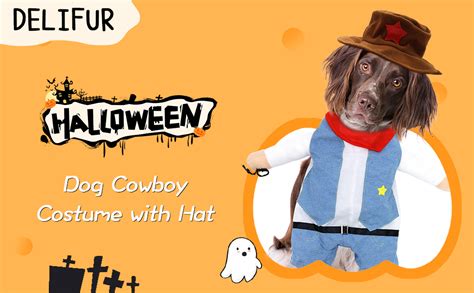 Amazon.com : DELIFUR Dog Cowboy Costume with Hat - Dog Funny Costume ...