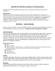 Determining Mystery Substance Using Density Lab Investigation