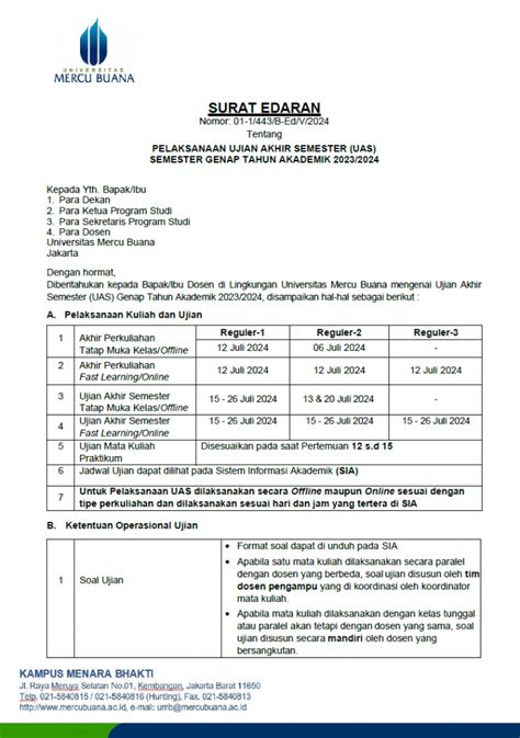 Surat Edaran Ujian Akhir Semester Ganap Ta 20232024 Biro Operasional Perkuliahaan