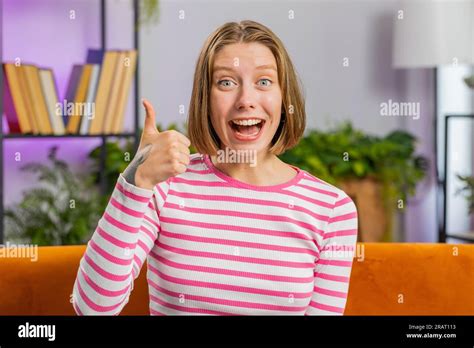 Like Happy Excited Brunette Woman Looking Approvingly At Camera