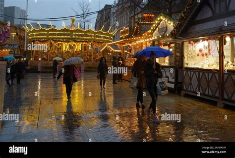 Night scene at Winter Wonderland, in the rain Stock Photo - Alamy