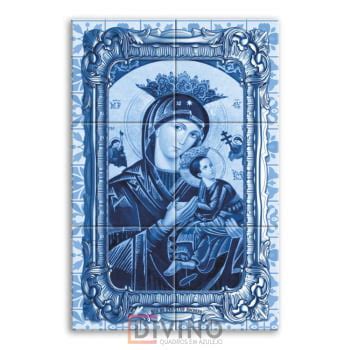 Quadro Nsa do Perpétuo Socorro Azulejo 20x20 Suporte Divino Quadros