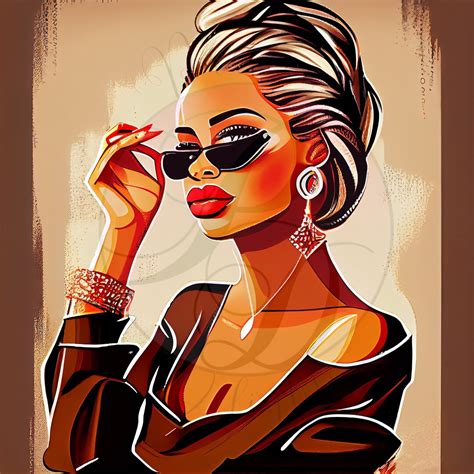 Beautiful Black Woman Digital Art Digital Illustration Instant