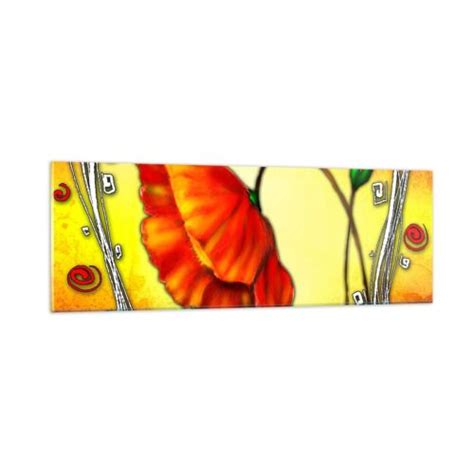 Impression Sur Verre 90x30cm Tableaux Image Photo Fleur Lignes Marques