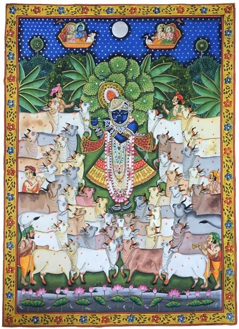 Traditional Painting Of Lord Krishna With Cows Under Kadam Etsy