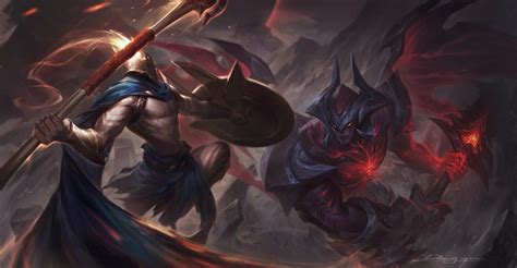 Pantheon And Aatrox League Of Legends Drawn By Dengyue Danbooru