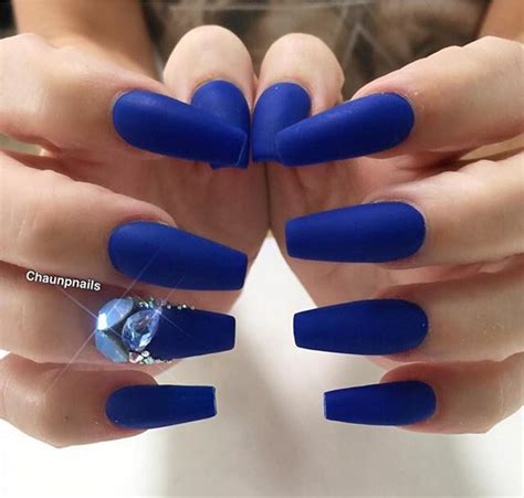 Matte Royal Blue With Gems Blue Stiletto Nails Prom Nails Red Blue