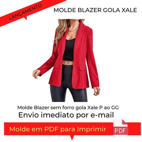 Molde Pdf Blazer Feminino Gola Xale Envio E Mail 0051 No Elo7 CS