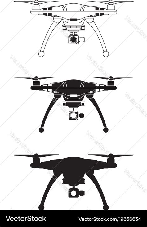 Drone Silhouette Flying Copter Royalty Free Vector Image