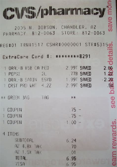 Cvs Pharmacy Receipt Template