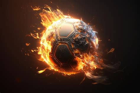 Premium Photo Soccer Ball On Fire Generative Ai