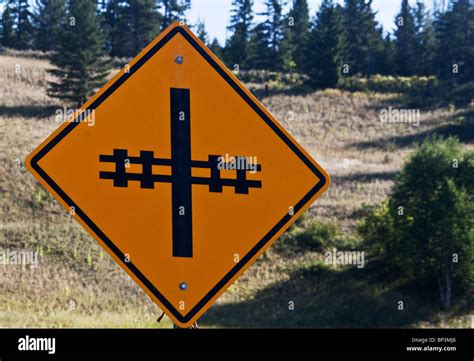 Railroad crossing sign, British Columbia, Canada Stock Photo: 30814846 ...