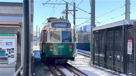 MBTA Green Line E Line Light Rail Train Ride From Magoun Square To