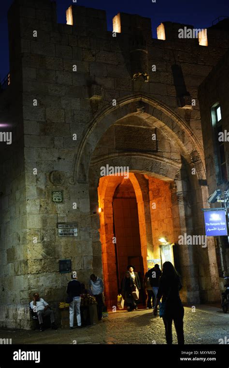 Jaffa Gate at night Stock Photo - Alamy