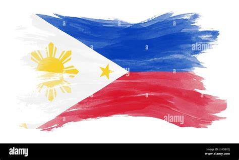 Philippines Flag Brush Stroke National Flag On White Background Stock