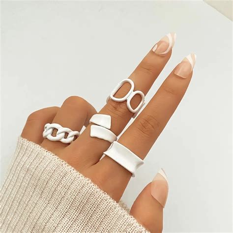 IPARAM Conjunto De Anillos Huecos Geom Tricos De Acr Lico Para Mujer