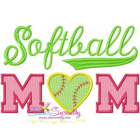 Softball Mom Embroidery Design Pattern