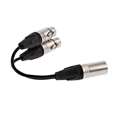 Essentials Dual XLR F XLR M Splitter Cable 15cm Gear4music