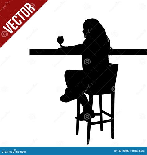 Woman Silhouette Sitting At A Table In The Cafe Bar Restaurant Or Pub