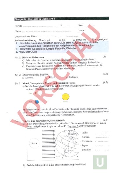 Arbeitsblatt LZK Erde Geographie Gemischte Themen