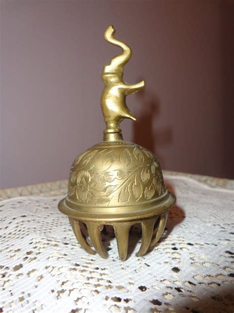 Vintage Elephant Claw Bell With Elephant Handle Brass Etsy Vintage