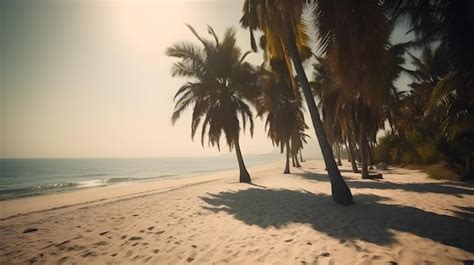 Premium Photo Palmy Trees And A Sandy Beach Radiate Natural Beauty