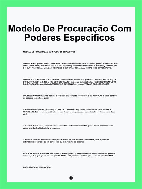 Modelo De Procuração Com Poderes Especificos