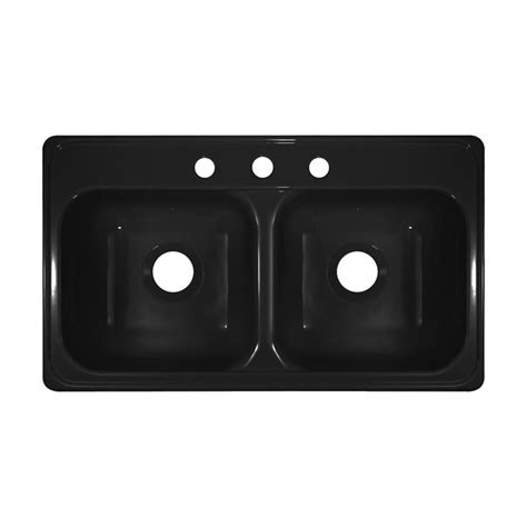 Shop Lyons Style J 19 In X 33 In Black Double Basin Acrylic Drop In 3