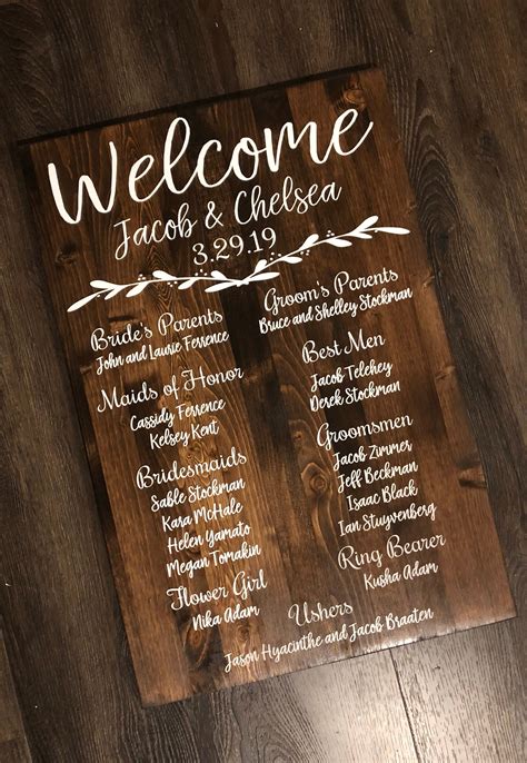 Wedding Program Sign Bridal Party Sign Alternative Wedding Program