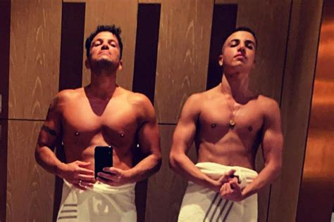 Peter Andre And Son Junior Show Off Matching Six Packs As Singer Marks