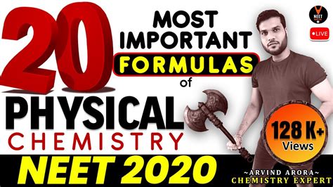 Most Important Formulas Of Physical Chemistry Neet Preparation