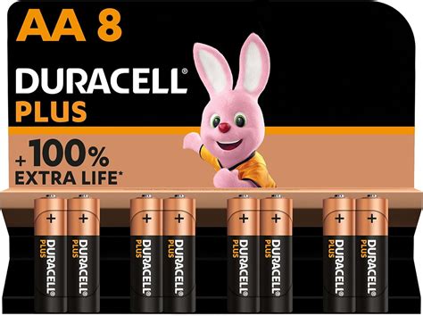 Duracell Plus Aa Batteries 8 Pack Alkaline 1 5v Up To 100 Extra Life