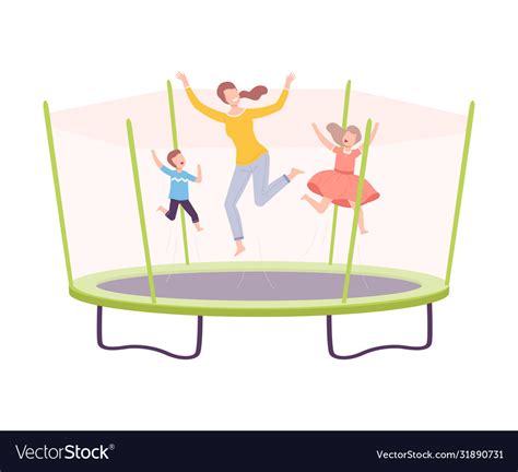 Mother With Her Son And Daughter Jumping On Vector Image