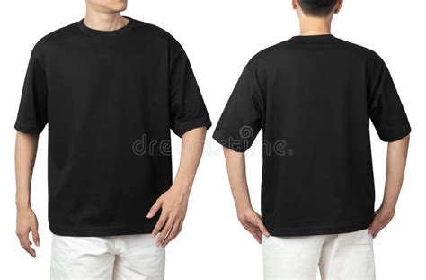 Young Man In Blank Oversize T Shirt Mockup Front And Back Used As