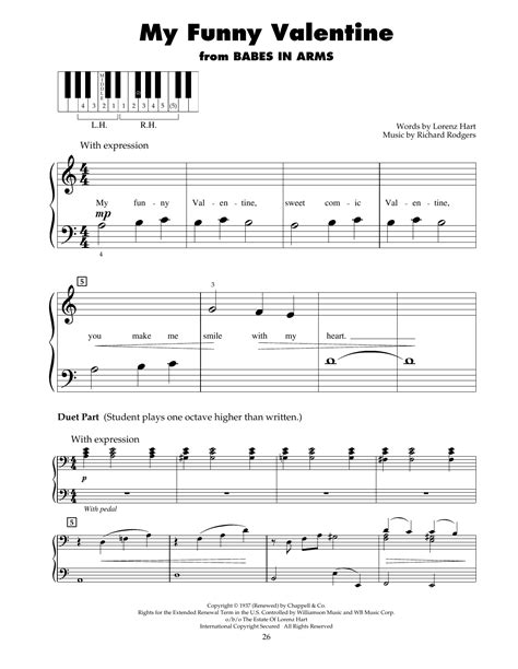 My Funny Valentine By Rodgers And Hart Sheet Music For 5 Finger Piano At