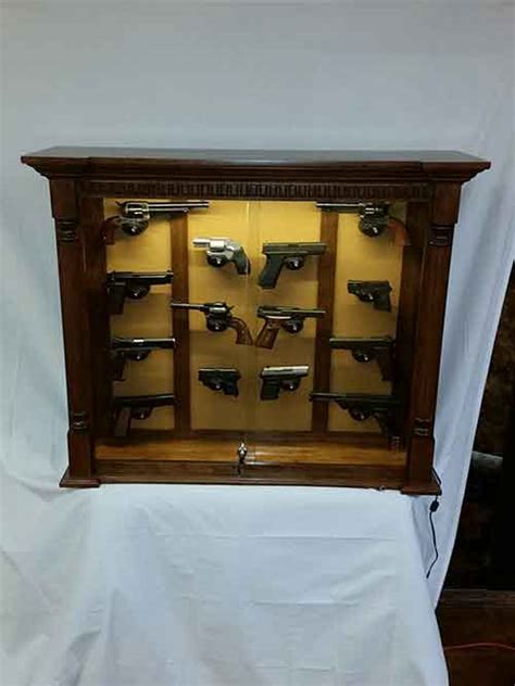 Amish Custom Rustic Cherry 14 Pistol Wall Cabinet Amish Custom Gun Cabinets