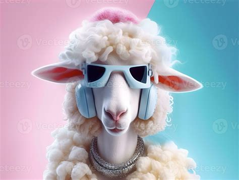 Fashionable Sheep With Sunglasses Ai Generated Stock Photo At