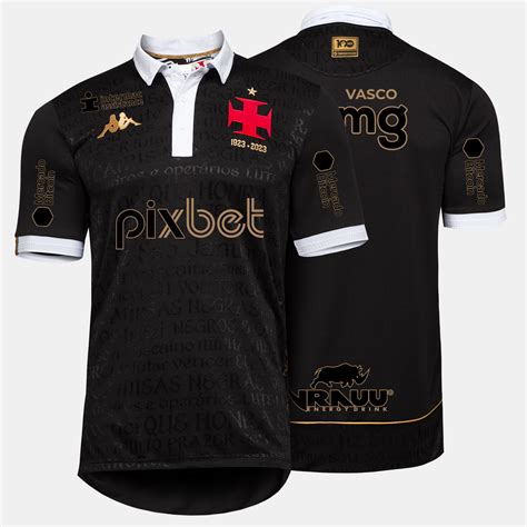 Camisa Vasco Oficial III 2023 Kappa Masculina Camisas Negras Stadium