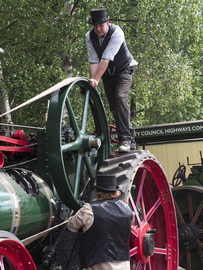 Victorian Era Reenactors Operating Steam Traction Editorial Stock Photo