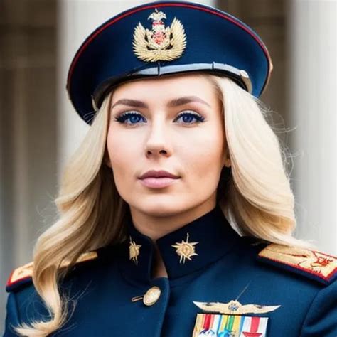 A Russian Military Woman With Blond Hair And Blue Eyes