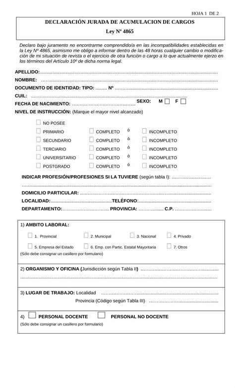 Pdf Declaraci N Jurada De Acumulacion De Cargos Pdf Filedeclaraci N