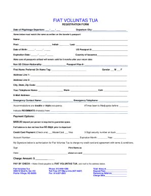 Fillable Online Registration Form Fiat Voluntas Tua Fax Email Print