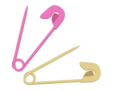 Premium Vector Set Of Two Colored Opened Safety Pins Golden And Pink