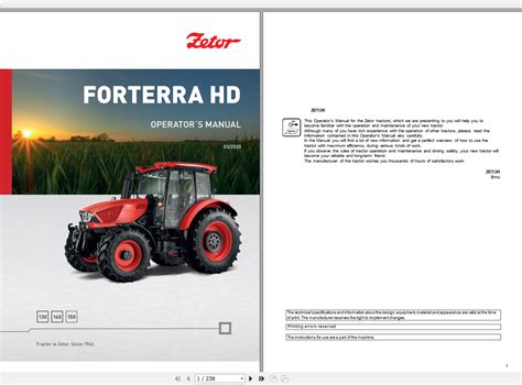 Zetor Forterra Hd Tractor Operator S Manual