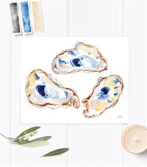 Oyster Painting Oyster Print Watercolor Oysters Art Oyster Etsy