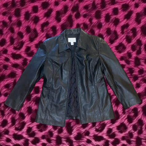 Worthington Black Leather Jacket Size Medium In Depop